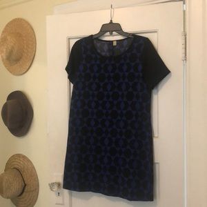 Black and blue shift dress